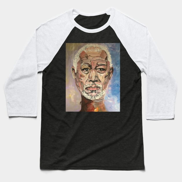 A Portrait of Morgan Freeman, Mug, Wall Art Baseball T-Shirt by DeniseMorgan